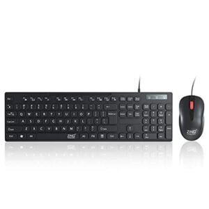 Zinq ZQ-1200 Combo of Full-Size Keyboard with Noiseless Keys, Rupee (₹) Symbol and Optical Mouse with 1600 DPI, Black