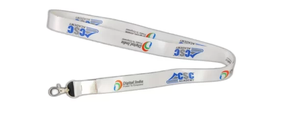 20 mm Printed white CSC Digital india id card lanyard With Holder